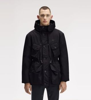 Fred Perry para hombre. J1315 Parka Partch Pocket negro (XL), Casual, Poliéster Reciclado, Sostenible
