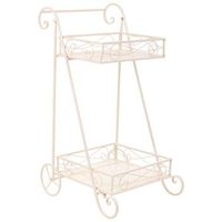 carrito 2 baldas para macetas de forja blanco