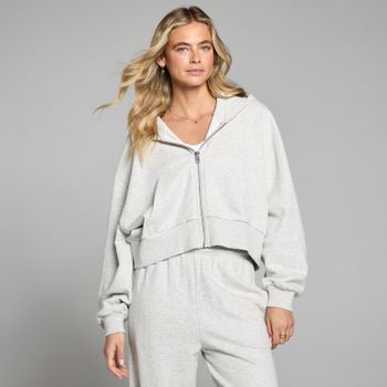 Sudadera con capucha y cremallera de felpa ligera para mujer de MP - Gris moteado - M