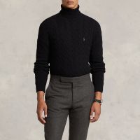 polo ralph lauren wool cashmere-blend cable knit jumper - l