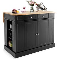 isla de cocina con almacenamiento con encimera de madera costway 120 x 61 x 92 cm