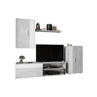 conjunto muebles de salon eco blanco y cemento 190x165 cm