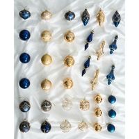 conjunto de 35 bolas de navidad decorativas de vidrio para colgar en el arbol de navidad estilo glam tradicional azuldorado icedrop