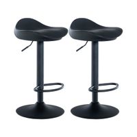 set de 2 taburetes de bar regulable en simil cuero negro