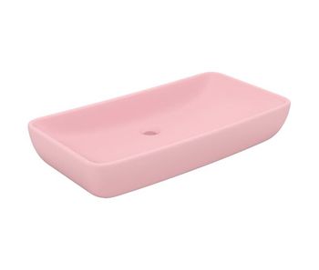 Vidaxl lavabo de lujo rectangular de cerámica rosa mate 71x38 cm