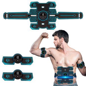 Estimulador Electrónico Y Masaje Ems Inteligente O88q. Para Abdominales, Brazos Y Piernas. Batería Recargable. 20x0,3x20 Cm. Color: Negro