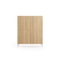 zapatero de melamina roble dorado patas blanco 109x90x27 cm
