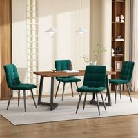 conjunto de comedor - mueble para cocina - mdf y metal - nogal y verde oscuro 117x68x75cm