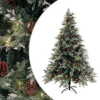 arbol de navidad  decoraciones de navidad con luces y pinas pvc pe verde y blanco 150 cm cfw680655