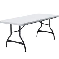 mesa rectangular patas abatibles 182x76x74 cm blanco efecto granito