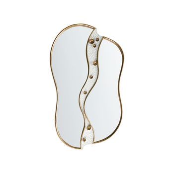 Espejo De Pared Hecho A Mano Con Marco De Hierro De Forma Irregular Pieza Decorativa Dorado Tawley
