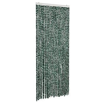 Cortina Antimoscas Chenilla Verde Y Blanco 100x230 Cm Vidaxl