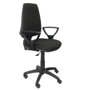 Silla De Oficina Ergonómica Con Mecanismo Permanente Y Regulable En Altura  Asiento Y Respaldo Tapizados En Tejido Bali Color Negro (brazos Fijos Incluidos) Piqueras Y Crespo Modelo 14cp