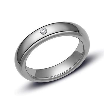 Anillo grabable de tungsteno con circonita cúbica
