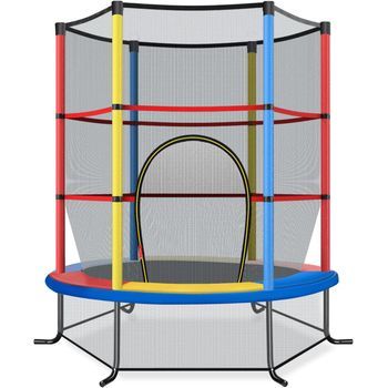 Cama Elástica Para Niños Con Red De Seguridad Y Almohadilla Para Muelles Costway 165 X 165 X 161cm Coloreado