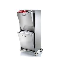 cesto de ropa en acero inoxidable con 2 compartimentos y ruedas - 70l tango