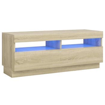 Mueble De Tv | Mueble De Salón | Gabinete De Tv Con Luces Led Roble Sonoma 100x35x40 Cm