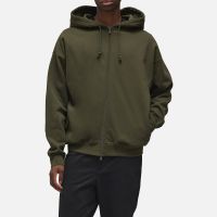 y-3 tonal logo cotton-blend terry zipped hoodie - l