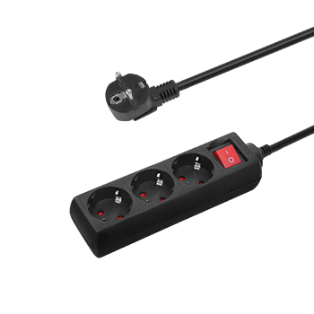 Aigostar Regleta de Enchufes con 3 Tomas,Regleta Alargador con Cable de 3 Metros e Interruptor,Negro