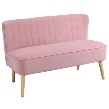 HOMCOM Sofá 2 plazas sofá de tela couch sofá tapizado lounge ancho rosa