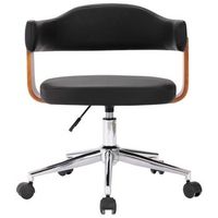 silla de oficina giratoria madera curvada cuero sintetico negro