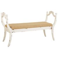 banqueta de madera tapizada blanco 139x455x78