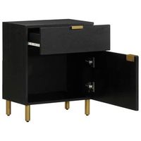 mesita de noche - mesilla madera de ingenieria negra 50x33x60 cm mc5070