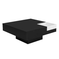 mesa de centro cuadrada en blanco y negro con luces led de dos tonos