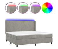 cama box spring colchon y led terciopelo gris claro 200x200 cm diseno plano