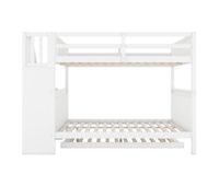 litera 140x200cm en madera de pino - con 2 cajones y cama nido - blanco
