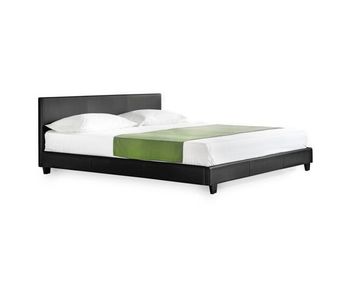 [corium] cama de matrimonio albacete tapizada en piel sintética (140x200cm) (negro)