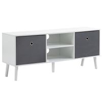 mueble de tv 110x29x465 cm blanco y gris