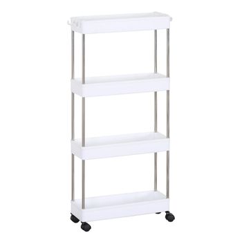 Carro de cocina con ruedas 40x13x85 cm plástico blanco