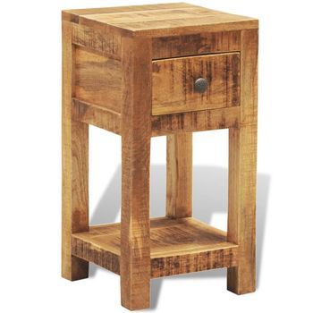 Mesita De Noche Con 1 Cajón De Macera Maciza De Mango Vidaxl