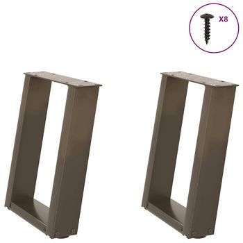 Patas Para Mesa De Centro En Forma De U (2 Unidades, Acero Natural, 28 X 42-43 Cm) Vidaxl