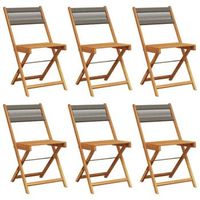 pack 6 uds sillas de jardin  silla de exterior  sillon reclinables madera maciza acacia gris