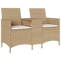 sofa de jardin  sofa de exterio 2 plazas con mesa y cojines ratan pe beige