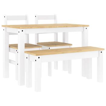 Juego De Comedor Panama 4 Pzas Madera Maciza De Pino Blanco Vidaxl