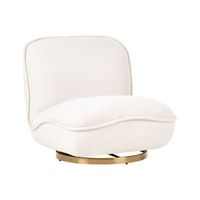 sillon giratorio elegante tapizado de tela base de acero dorado sin reposabrazos salon dormitorio blanco crema muren