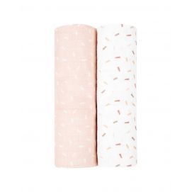 Juego de pañales de muselina 2 uds 80x80 cm Confetti Rosa
