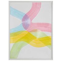 cuadro lienzo blanco amarillo rosa y azul