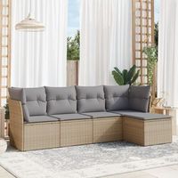 conjunto de sofas jardin con cojines 5 uds  mueble jardin mesa y sillas ratan sintetico beige cfw205247