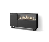 aparador para salon gran capacidad de almacenaje 158x35x87cm 3 puertas chimenea electrica xxl diseno industrial estilo moderno negro