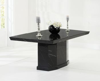 Carvelle 160cm Black Pedestal Marble Dining Table