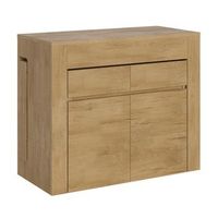 pack consola extensible y 2 bancos extensibles hasta 300 cm kalius-color natural