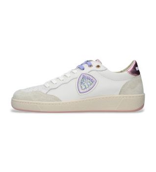 Blauer para mujer. S5OLYMPIA11 Zapatillas de Piel Olympia11 beige (37), Plano, Cordones, Casual