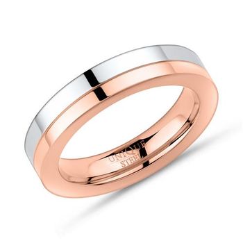 Anillo de acero inoxidable de 4,5 mm de ancho oro rosa plata