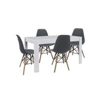 pack mesa de comedor o cocina blanco  4 sillas estilo nordico gris