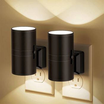Luces nocturnas cilíndricas enchufadas en la pared, luz nocturna LED regulable con Sensor de luz, brillo ajustable para pasillo y dormitorio