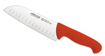Cuchillo santoku con alveolos acero inoxidable nitrum de 180 mm rojo
